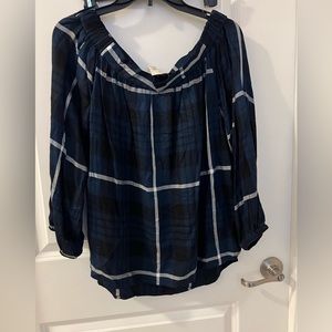 Plaid off the shoulder shirt Large